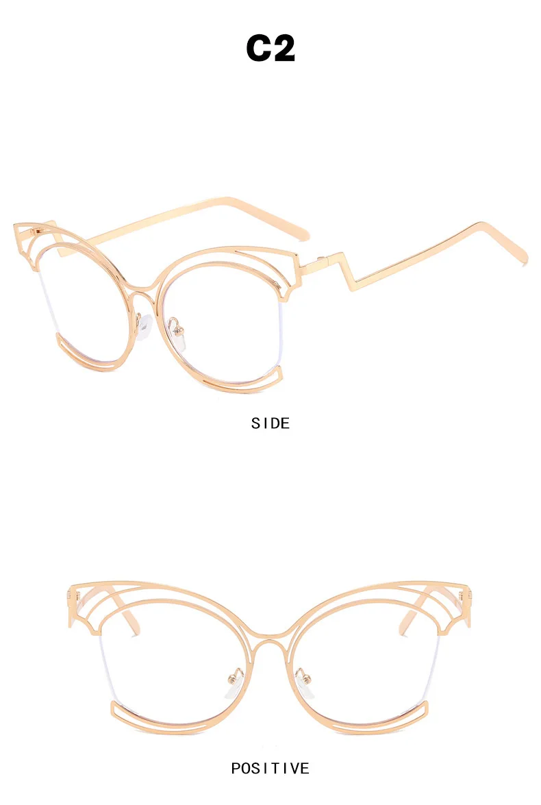 Vintage Metall Halb rahmen Cat Eye Brille Rahmen Damen Luxusmarke klare Linse Brillen fassungen für Frauen Männer Brillen Brillen – Detail 3