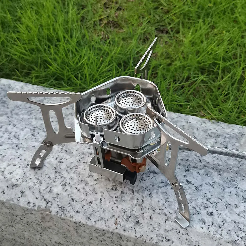 5800W Windproof Camp Stove Camping Tea Stove with Fuel Canister Adapter Piezo Ignition Carry Case for Backpacking Hiking 5
