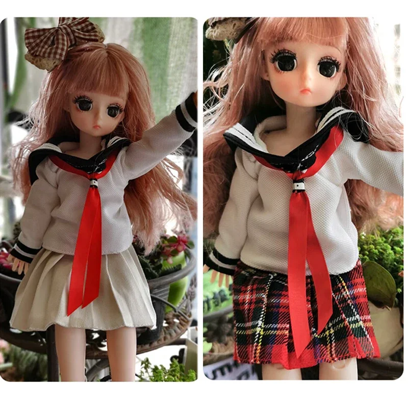 1/6 BJD Dolls School Uniforms for 30cm Dolls Clothes Pleated Skirt Sailor Suit Baby Outfits Accessories Girls Gifts Toys doll accessories,doll clothes,doll clothes accessories,barbie doll clothes