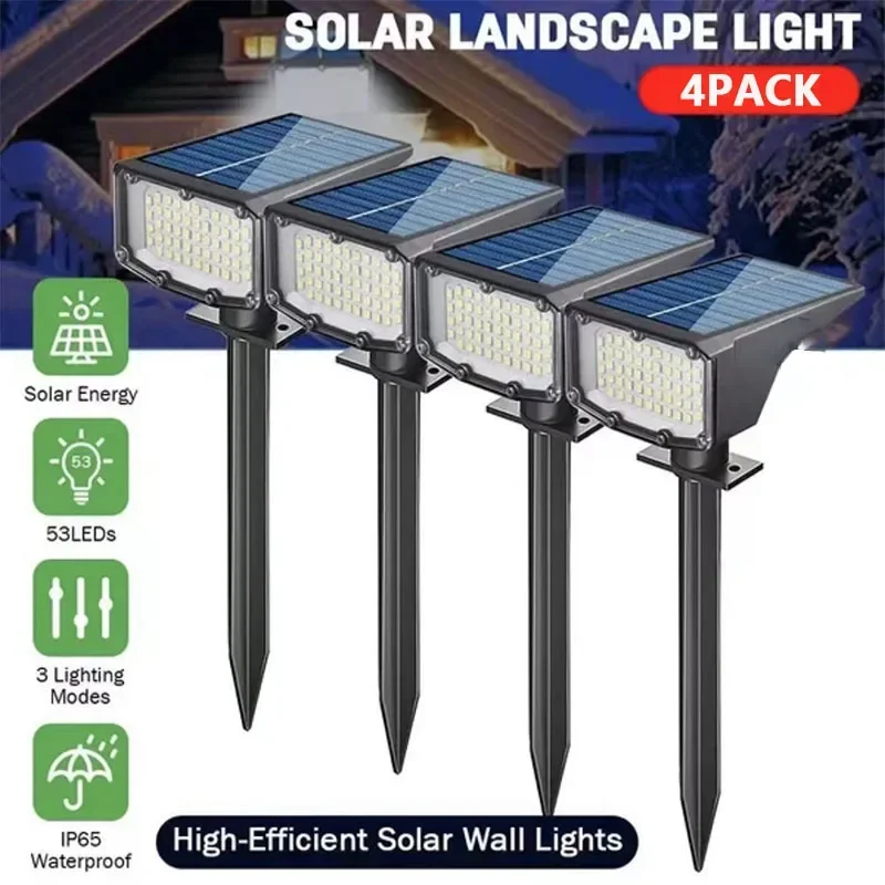 

1/2/4Pcs Solar Powered 53LED Lamp Adjustable Solar Spotlight In-Ground IP65 Waterproof Landscape Wall Light Outdoor Lighting