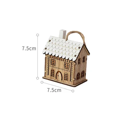 thumbnail image 1 of Casa de madera con luz LED para Navidad, cabaña luminosa, decoraciones navideñas para el hogar, adornos para árbol de Navidad hechos a mano, regalos para niños, Año Nuevo, 1 of 5