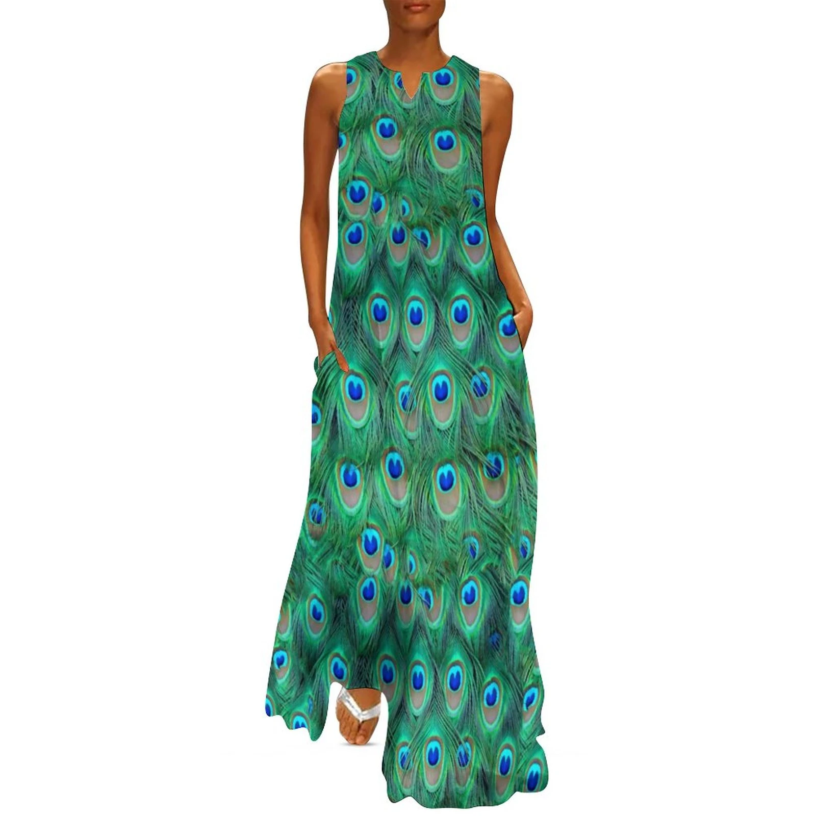Peacock Inspired Maxi Dress