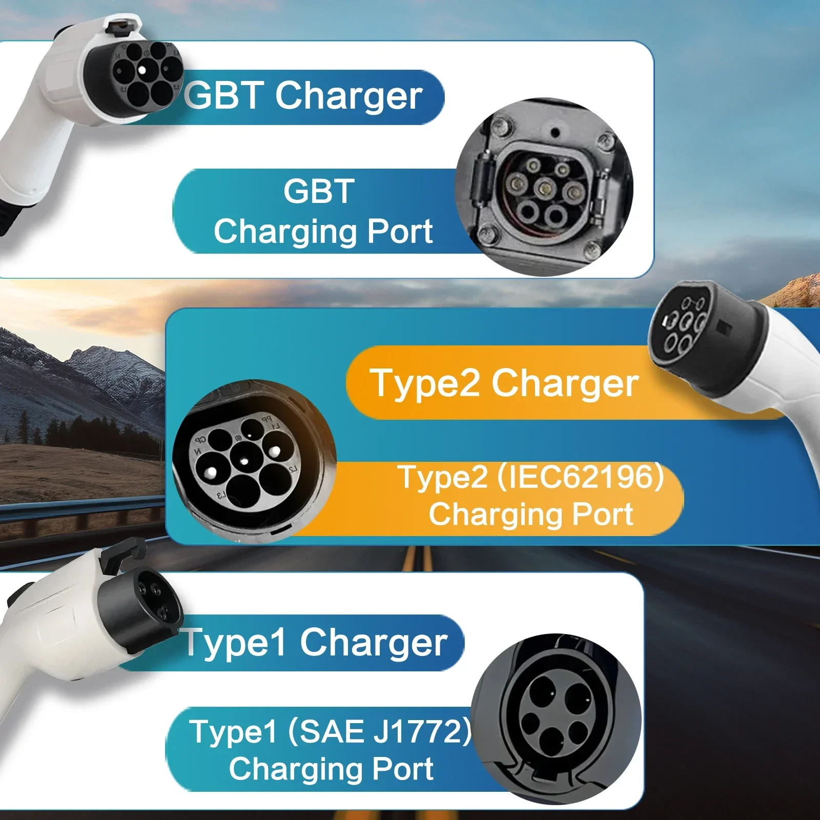 3.5KW Portable EV Charger Type2 IEC62196 EVSE Charging Cable G/BT Type1 SAE J1772 Controller Wallbox for Electric Car