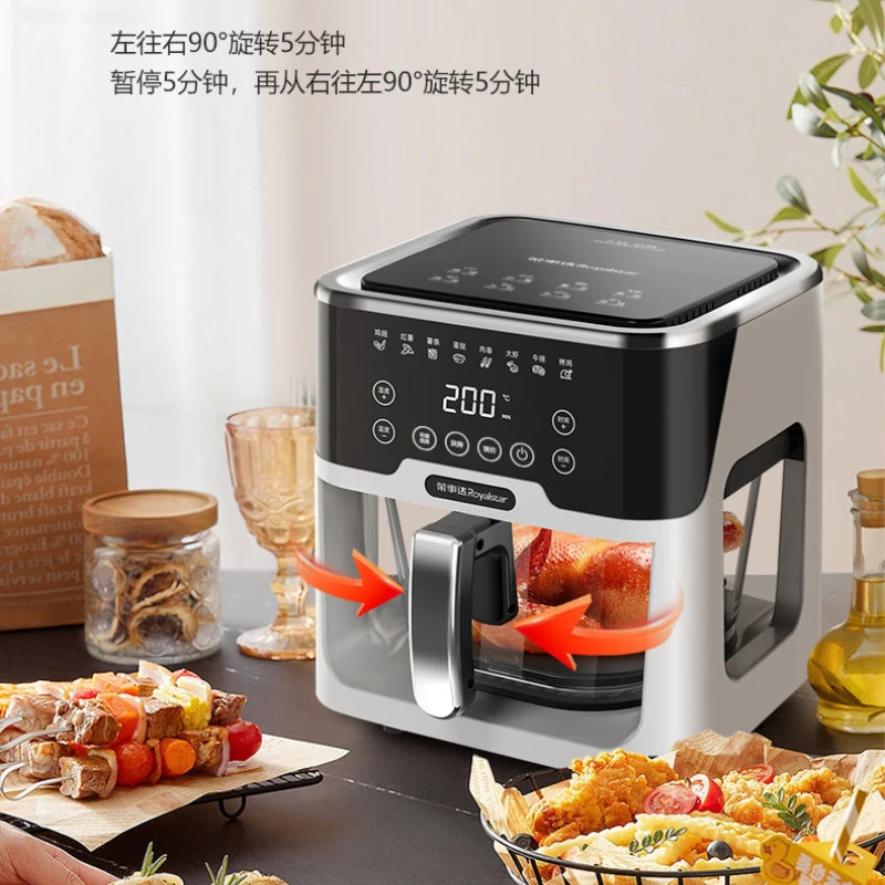 Air fryer panoramic view. Home use. . Fully automatic. Large capacity. High borosilicate glass. Electric fryer.