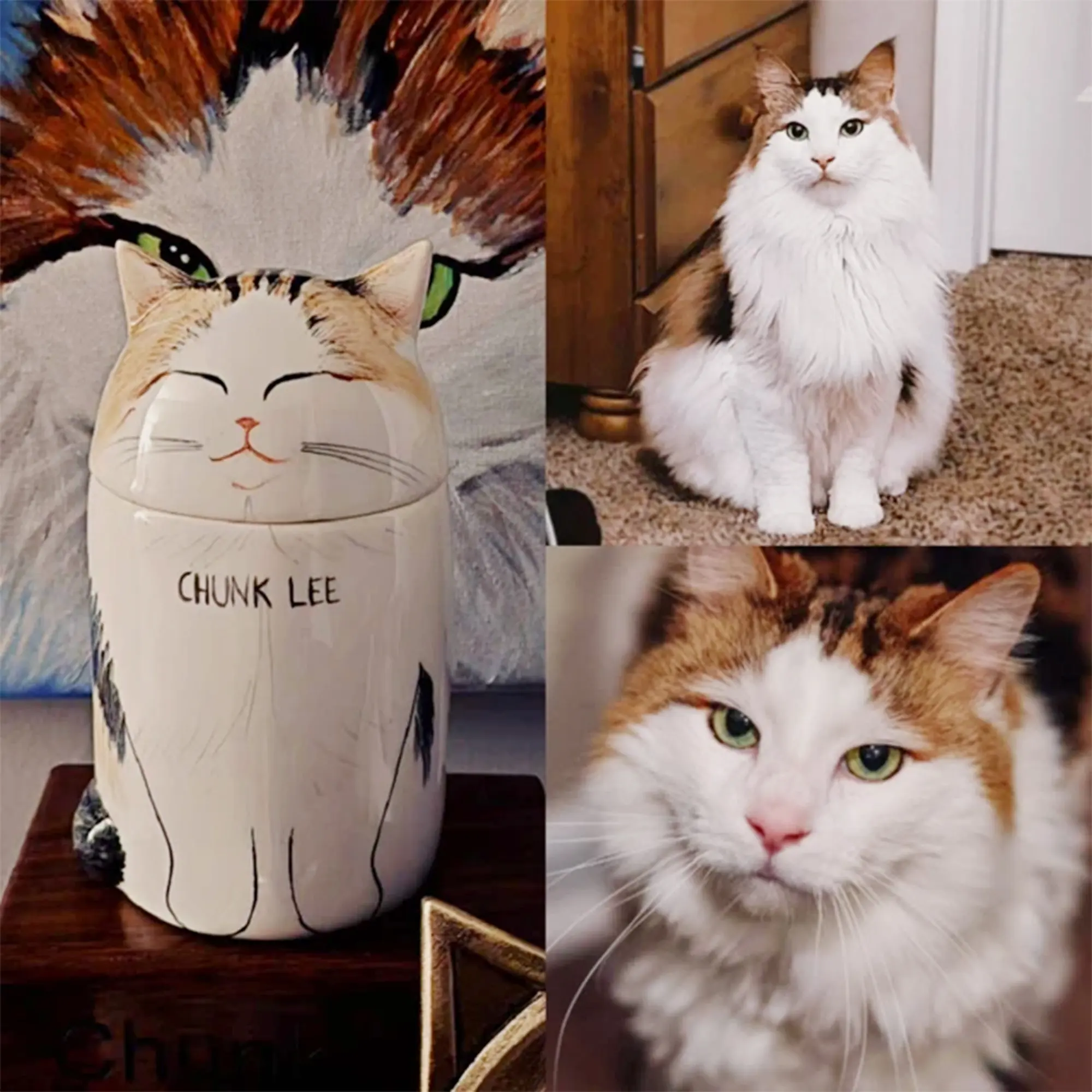 Personalized Hand-Painted Ceramic Cat Urn Colorful Pet Ashes Memorial Unique Keepsake Beloved Cat