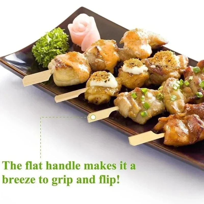 4.7in BBQ Party Bamboo Skewers Wooden Barbecue Skewers for Appetizers Natural Wood Sandwich Fruit Charcuterie Boards Accessories bamboo skewer