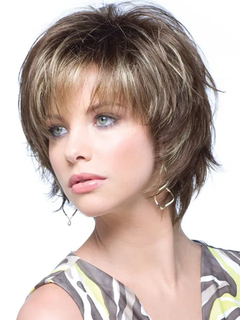 European and American Fashion Natural Short Mixed Color Wigs