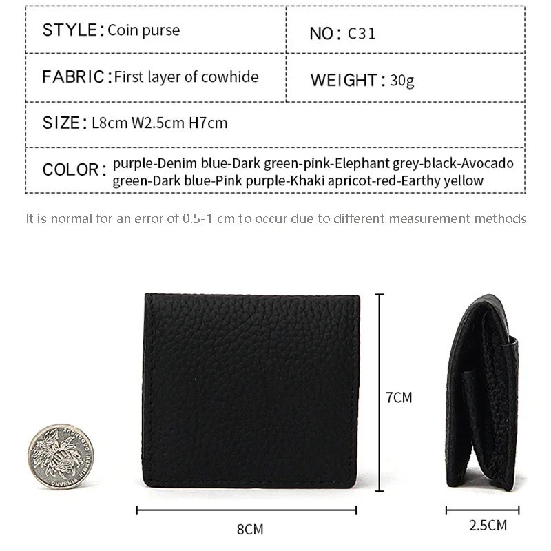 Fashion Genuine Leather Minimalist Coin Pouch EarPods Case SD Card Holder Wallet and Cash Organizer Bag Women Mini Change Purse