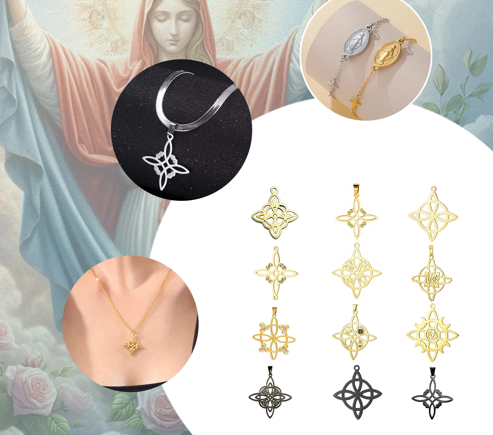 Multi-Style Keltischer Knoten Wicca Pagan Okkult Anhänger Verschiedene Hexenknoten Charms für DIY Halskette Ohrring Mystischer Schmuck – Detail 3