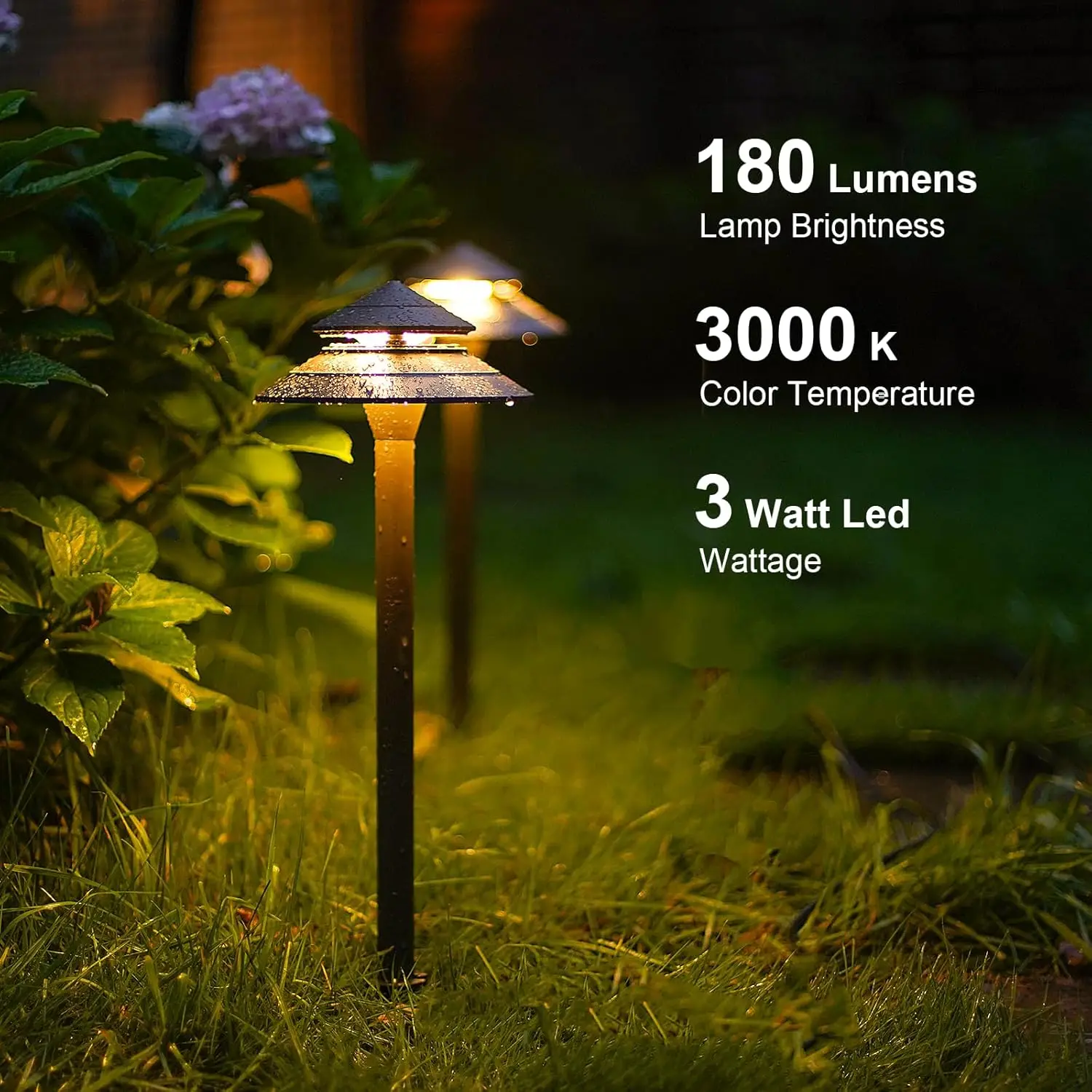 Pathway Lights Kits 3W LED 8PK Outdoor Low Voltage Landscape Lighting 180 Lumen Hardwired 2 Tier Pagoda Path Light 3000K Warm Wh 2