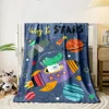 cartoon Dinosaur Space pattern soft Flannel Blanket for Bed Bedroom Sofa Picnic,Warm Throw Blanket for Cover Outdoor Leisure Nap 1