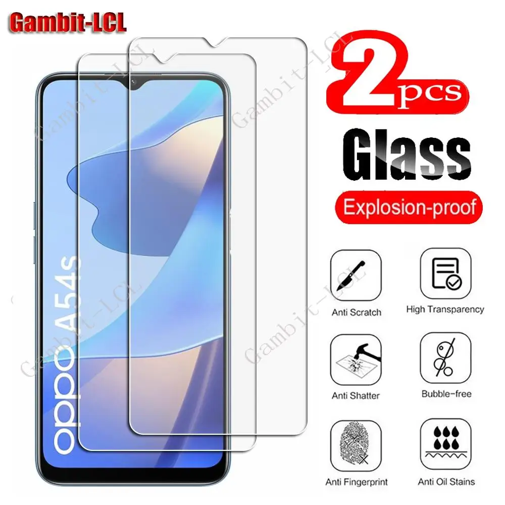 2Pcs Original Protective Tempered Glass For Oppo A54S  6.52" Oppoa54S A16 Cph2273 Screen Protective Protector Cover Film