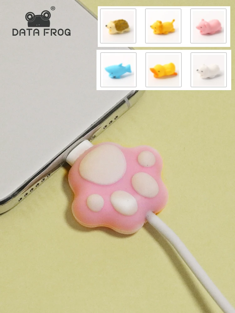 DATA FROG Pink Cat Paw Cell Phone Charger Protector For iphone/Type C
