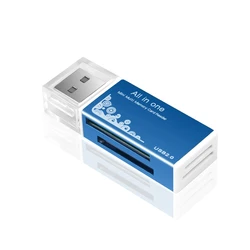 Multi - Function USB 4 - Port Memory Card Reader Adapter (Blue)