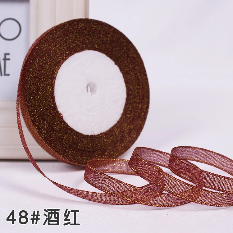 Metallic Glitter Ribbon for DIY Crafts and Gift Wrapping - 25 Yards, 10mm Wide