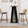 43.5" High Round Bar Table, Modern Wood Cocktail Table with Columnar Wooden Strips Base, Stylish Pub Table for Bistro Parties 5