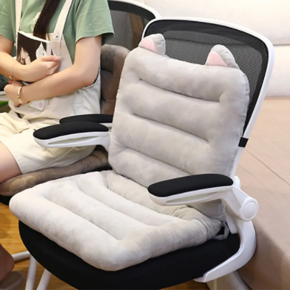 【Breeins】Rectangular Warm Chair Cushion with Back Support, Soft Thick Cartoon Cushion for Bedroom Office