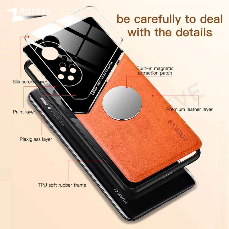 Premium PU Leather Magnetic Phone Case with Hard Shell Cover