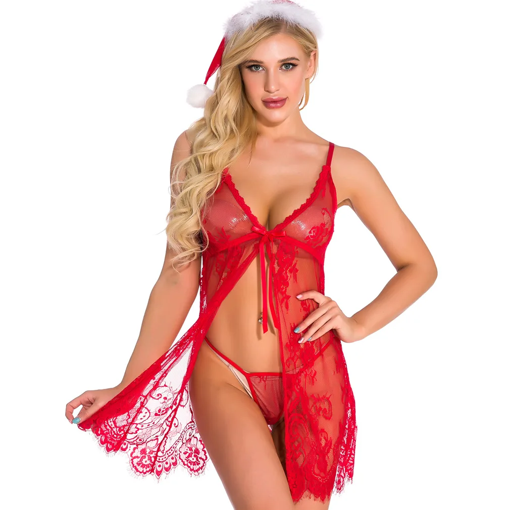 

Пикантная Пижама, Рождественская одежда для шоу, кружевной прозрачный кардиган, Униформа, комплект аксессуаров для женщин