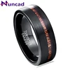 Nuncad 8MM Electroplated Black Matte Surface Acacia Tungsten Carbide Ring Cool Punk Men's Party Jewelry Wedding Wood Rings T163R 1