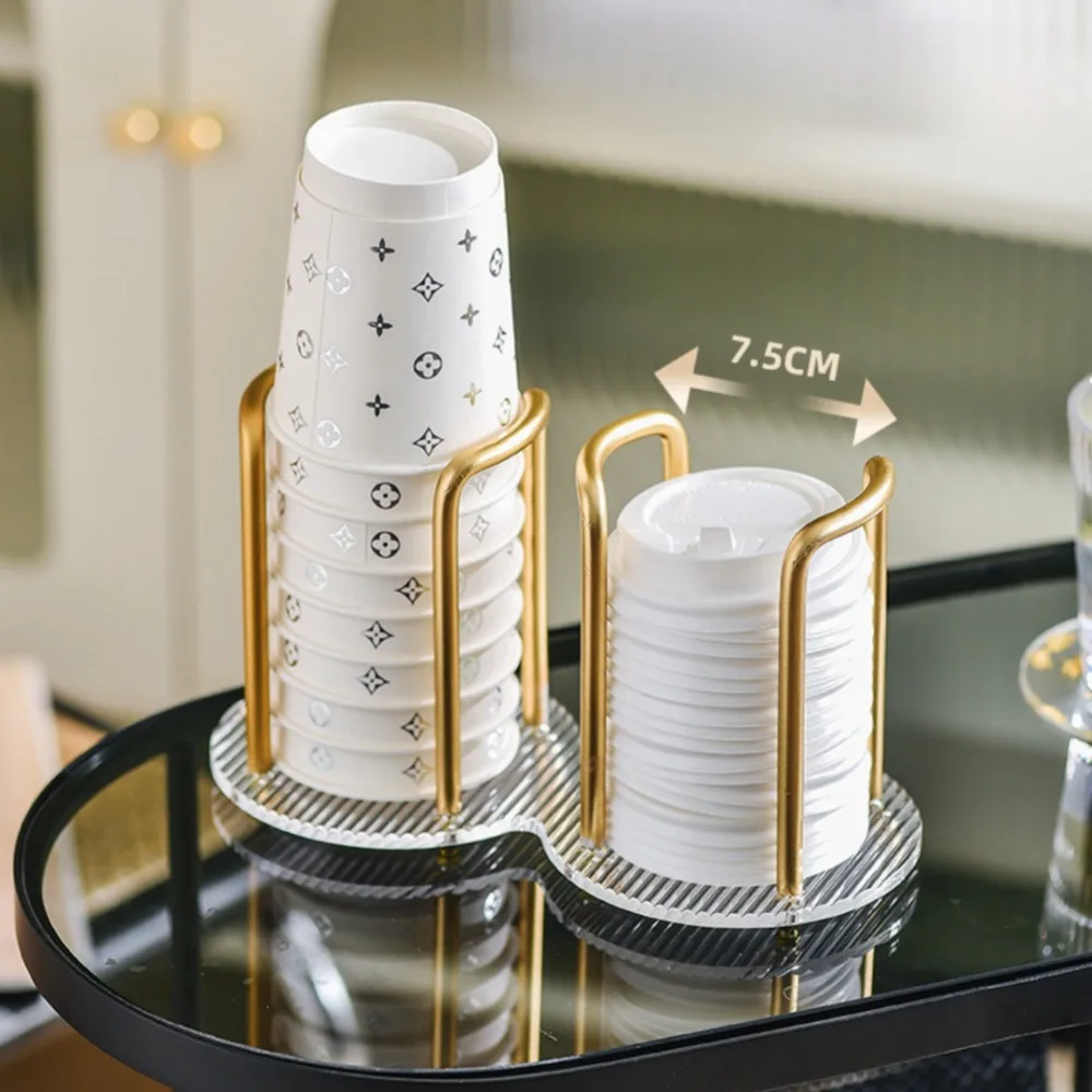 1PC Acrylic Cup Dispenser With Stylish Stripes Clear Paper Cups Holder For Rinsing Cups Bathroom Vanity Mug Racks