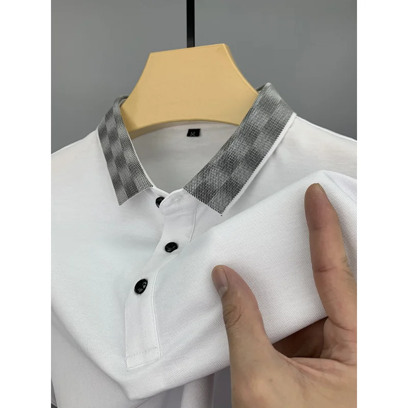 

High Grade Luxury Brand Mulberry Silk Polo Shirt Men's Casual Summer New High-end Short Sleeve T-shirt Men's Summer Wear M-4XL