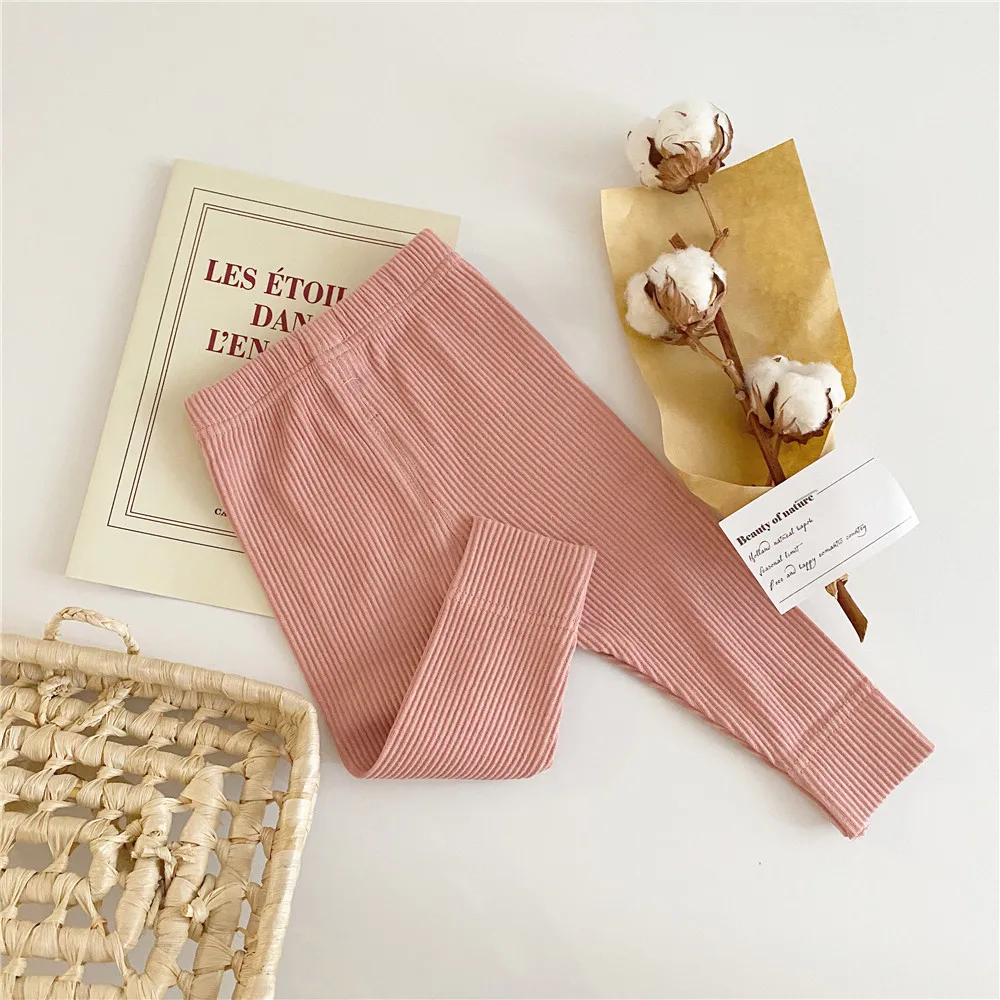 MILANCEL New Spring Baby Leggings Toddler Cute Simple Solid Color Skinny Pants Girls Trousers 6