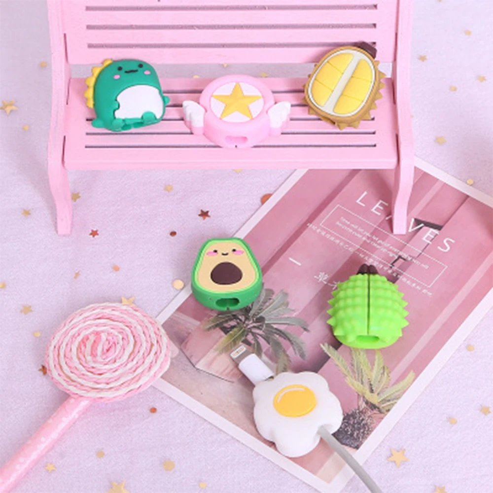 Cute Cartoon Cable Protector Bites Wire Organizer Winder Saver For USB Charging Cable Data Line Earphones Cord Protector Cover 3