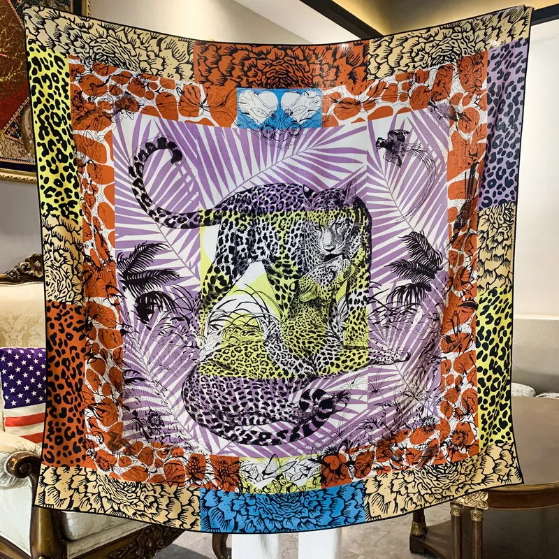 

70% кашемировый 30% шелковый шарф для мужчин и женщин, модный двухсторонний Гепард джунглей, шаль с леопардовым рисунком палантин, платок 135*135 см