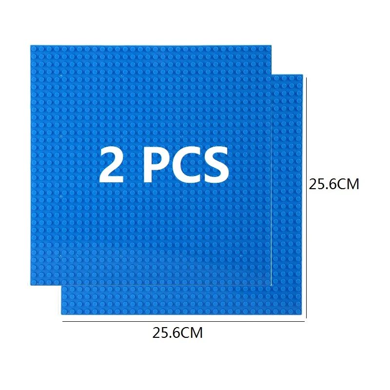 Set of 2 Classic Building Baseplates - Large Plastic Construction Block Bases