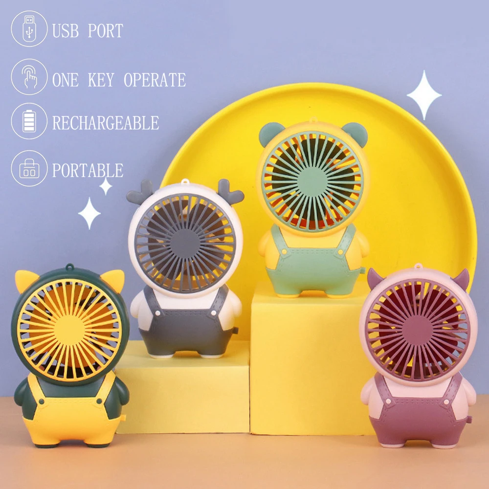

New Summer Spaceman cartoon handheld portable mini electric fan Office Student Dormitory Home USB Rechargeable Fan
