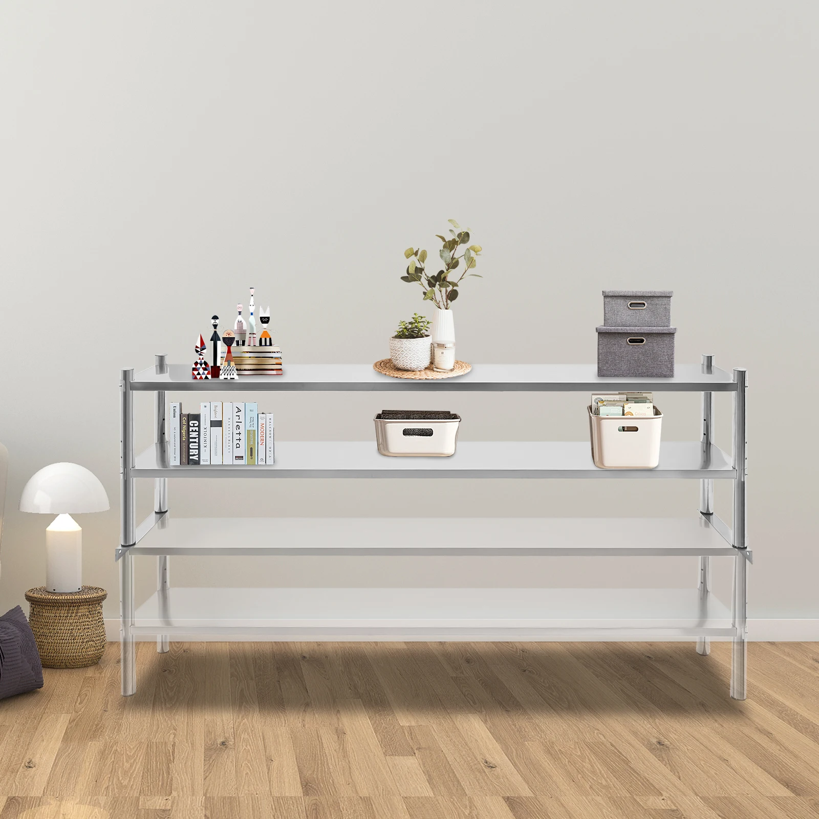 Stainless Steel Shelving 2 Tier Adjustable Shelf Storage Stainless Steel Heavy Duty Shelving