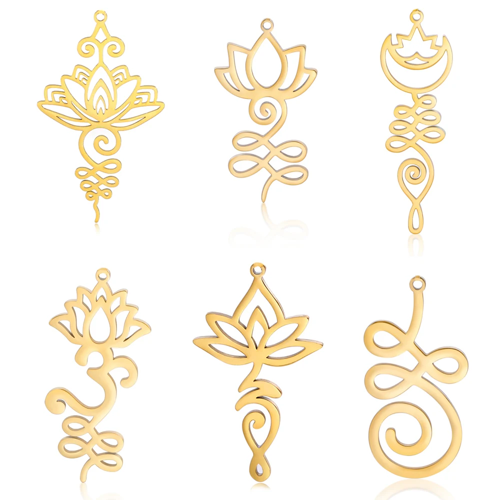 Großhandel Edelstahl Unalome Lotus Blume Charms Religiöse Amulett Anhänger Zubehör Für Ohrringe Halskette Schmuck Diy Machen