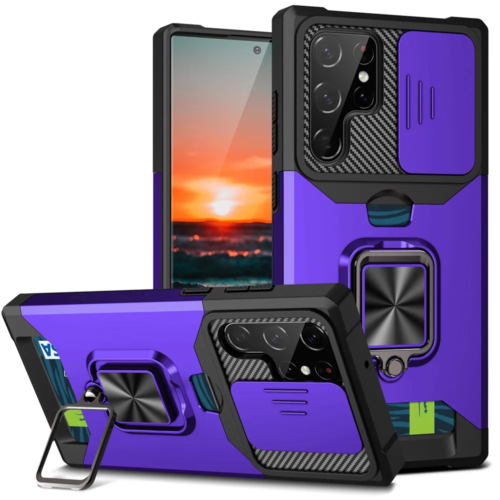 

S22 Ultra For Samsung Galaxy S22 Ultra Note 20 Case Magnetic Ring Shockproof Armor With Card Slot Capa for S21 Plus S21 FE Cover