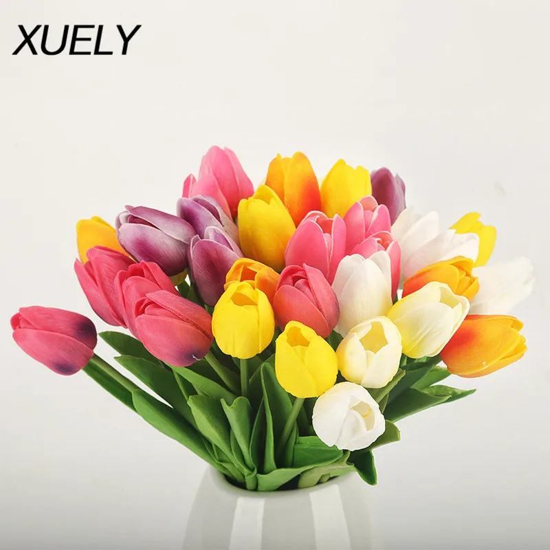 5-Piece Elegant Real Touch Artificial Tulip Bouquet for Decoration and Photography