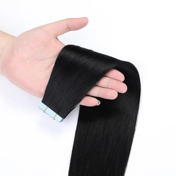Jet Black European Remy Human Hair Tape in Extensions 20pcs Straight Invisible Adhesive Salon Quality for Hair Beauticians