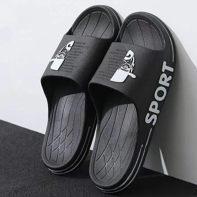 Summer Slippers For Men Flip Flops Home Soft Slippers New Beach Mens  Slippers Indoor Or Outdoor Sports Shoes Slides Men Black - AliExpress