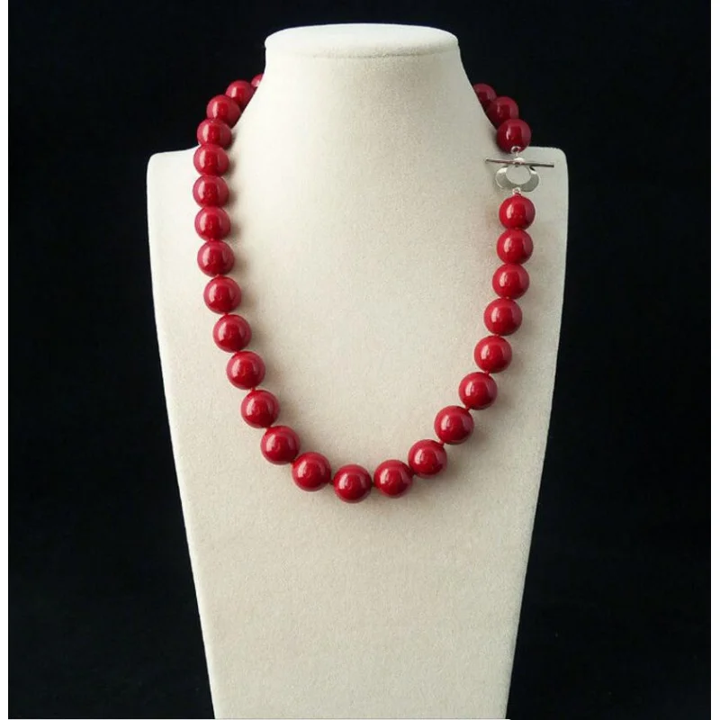 

Ювелирные изделия, редкие огромные 12 мм подлинные жемчужные ожерелья из южного моря кораллового Красного ракушки с застежкой в форме сердца 18 дюймов