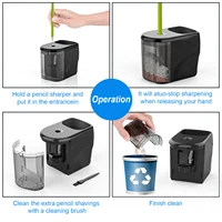 PS04 Electric Pencil Sharpener with Auto Start and Cleaning Brush Safe Start Motor for School Classroom Office Artist Studio 5