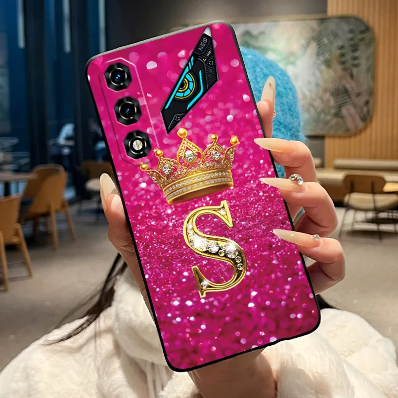 Newest Crown Letter Couple Phone Case - Soft Black Candy Shockproof Casing