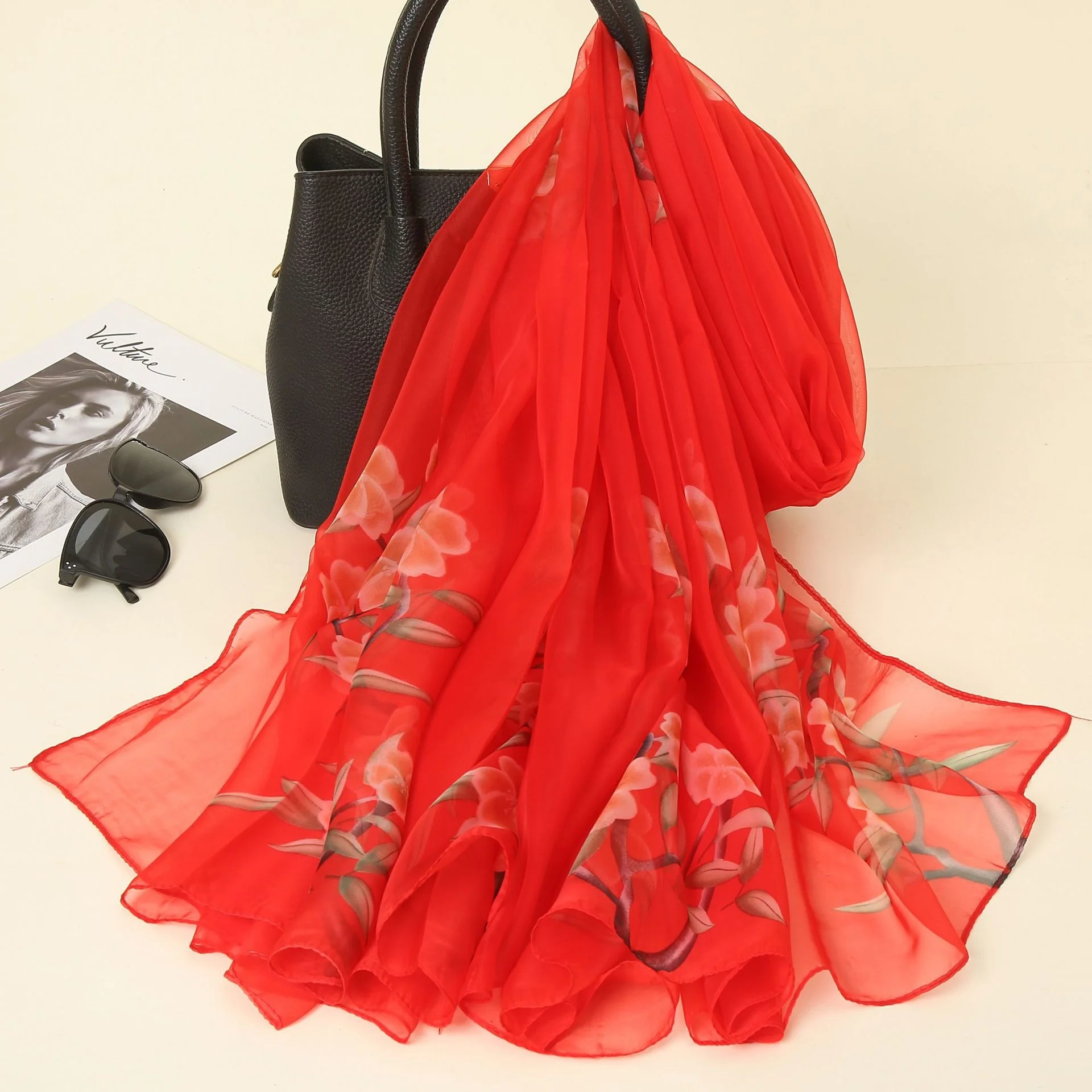 Spring And Summer New Soft Yarn Sunscreen Shawl Live Broadcast Classic Simulation Silk Long Scarf Fashion Versatile Scarf Shawl