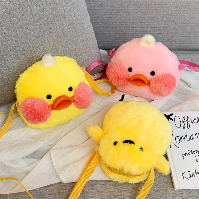 Fashion Cartoon Animal Bag White Backpack Stuffed Plush Toy Cute Pink Yellow Chicken Duck Schoolbag Toy Gift For Children Girl 1