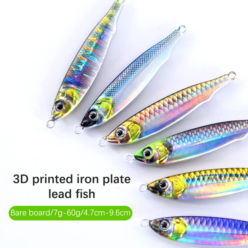 

New Iron Plate Bait Lead Fish Naked Topwater Fishing Lures 7g-60g 3D Printing Floating Down Layer Fake Bait Artificial Jig Bait
