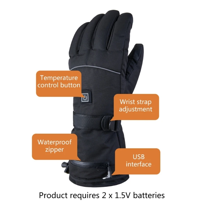 

Adjustable Temperature Ski Gloves Winter Sports Gloves Heated Glove for Outdoor Enthusiasts for Skiing, Hiking, Camping
