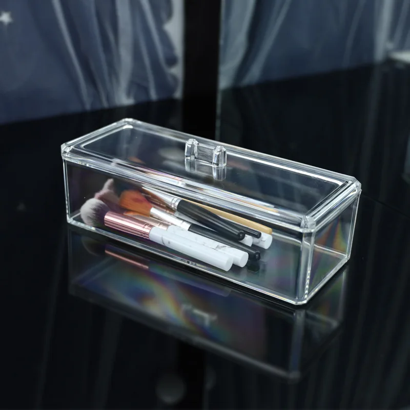 Rectangle Home Clear Storage Transparent Display Organize Cosmetic Makeup Make Up Cotton Swab Acrylic Box 6