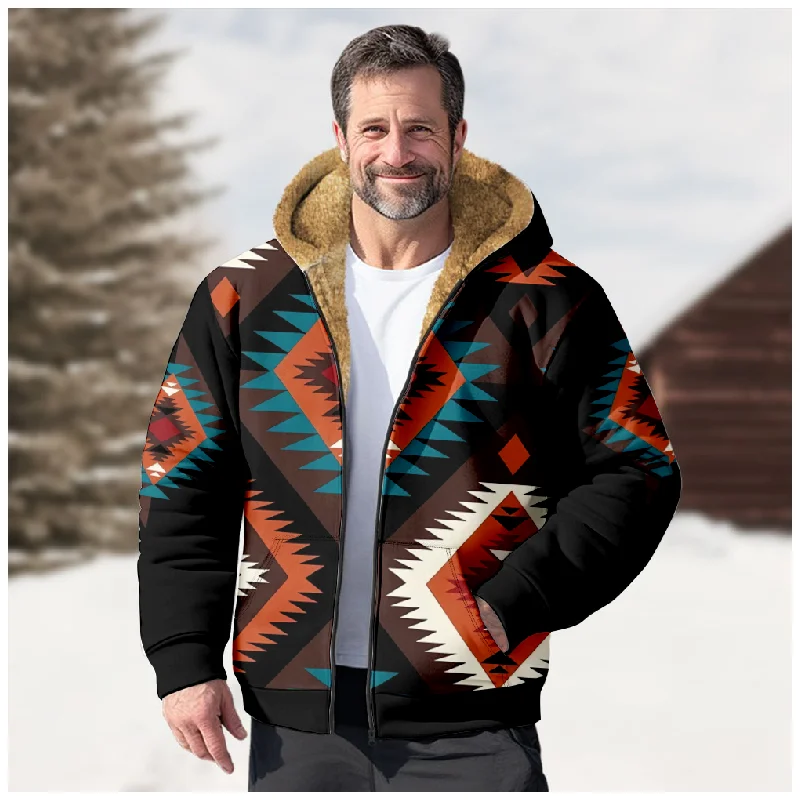 New originality Cotton Coat Hooded Sweater Casual Print Long Sleeve Zipper Sweater Thick Cotton Coat Winter