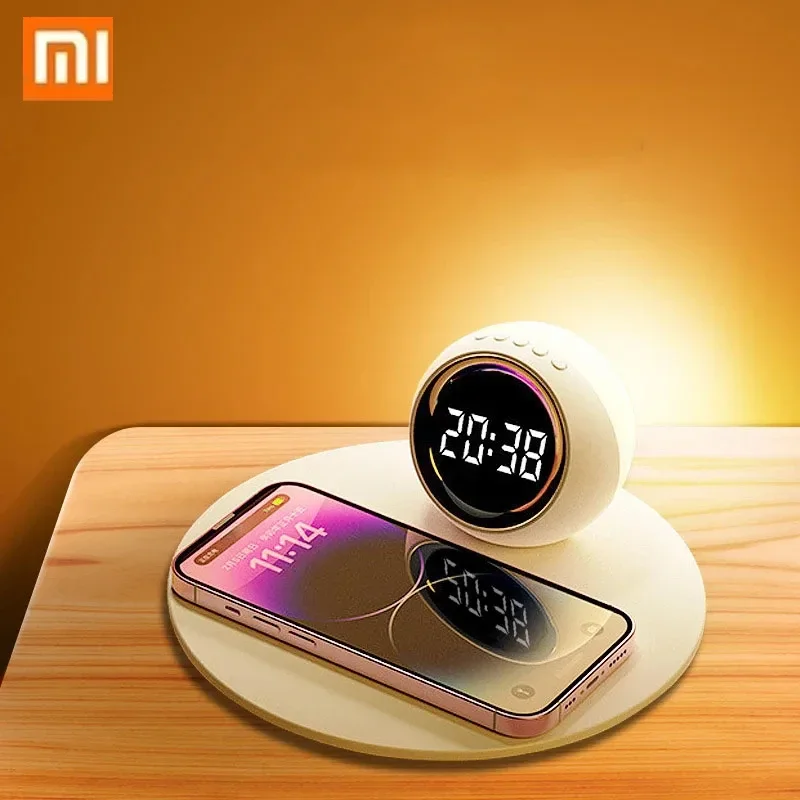 

Xiaomi3 In 1 Multi-Function 15w Wireless Charging Digital Alarm Clock Mobile Phone Wireless Charging Night Light Led Desktop Clo