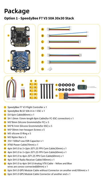 Wiring Diagram SpeedyBee V3 F7 Flight Controller Stack: 30x30