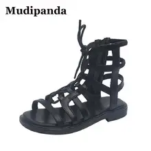 

Children's Roman Sandals Kids Girls Summer Roman Princess Shoe 2022 High-top Open Toe Teen Hollow Sandals Zip Girls Flat Shoe