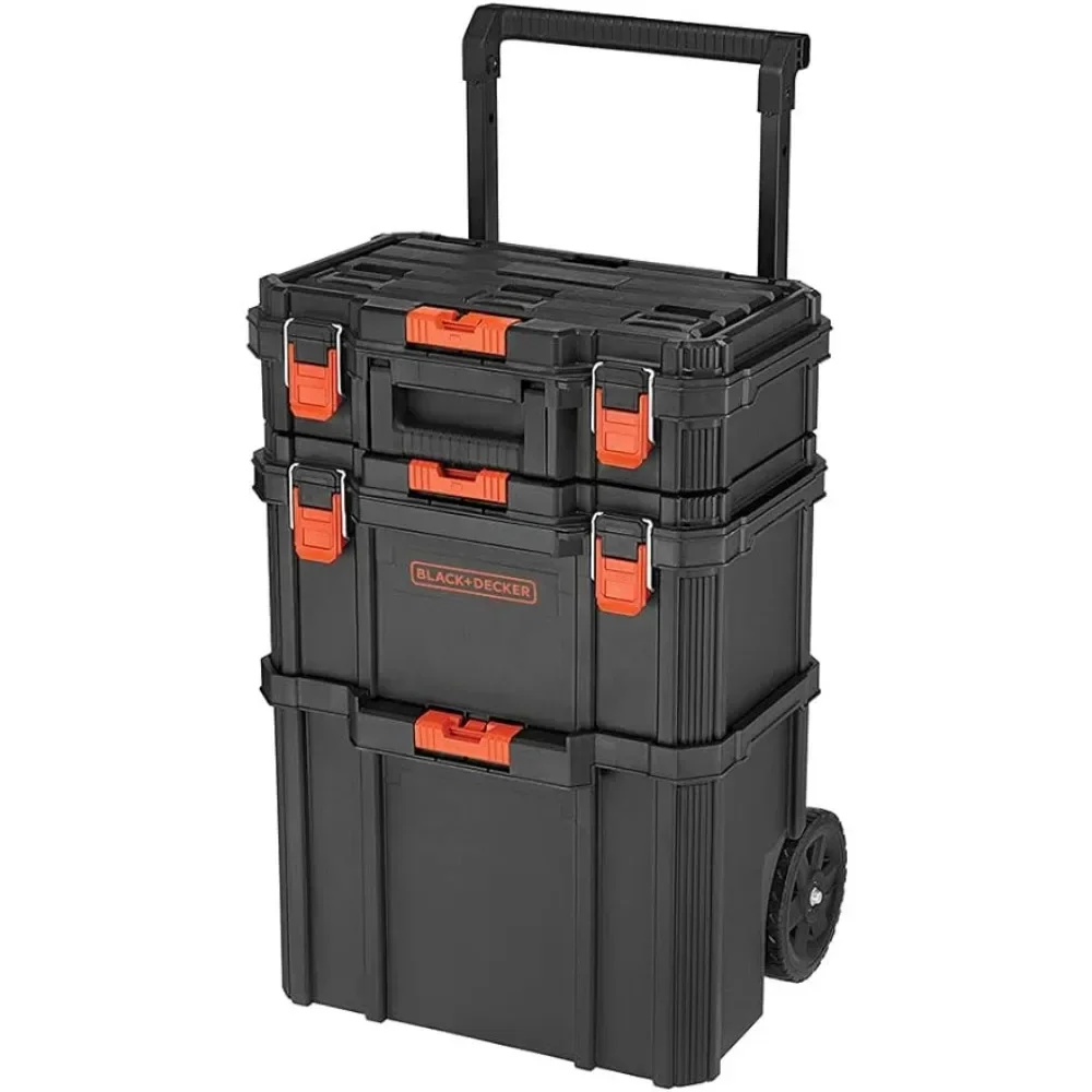 Per Black + Decker Black + Decker Muslimatable Storage System-Set Da 3 Pezzi (Cassetta Degli Attrezzi Piccola E Profonda E Tote Rotante)